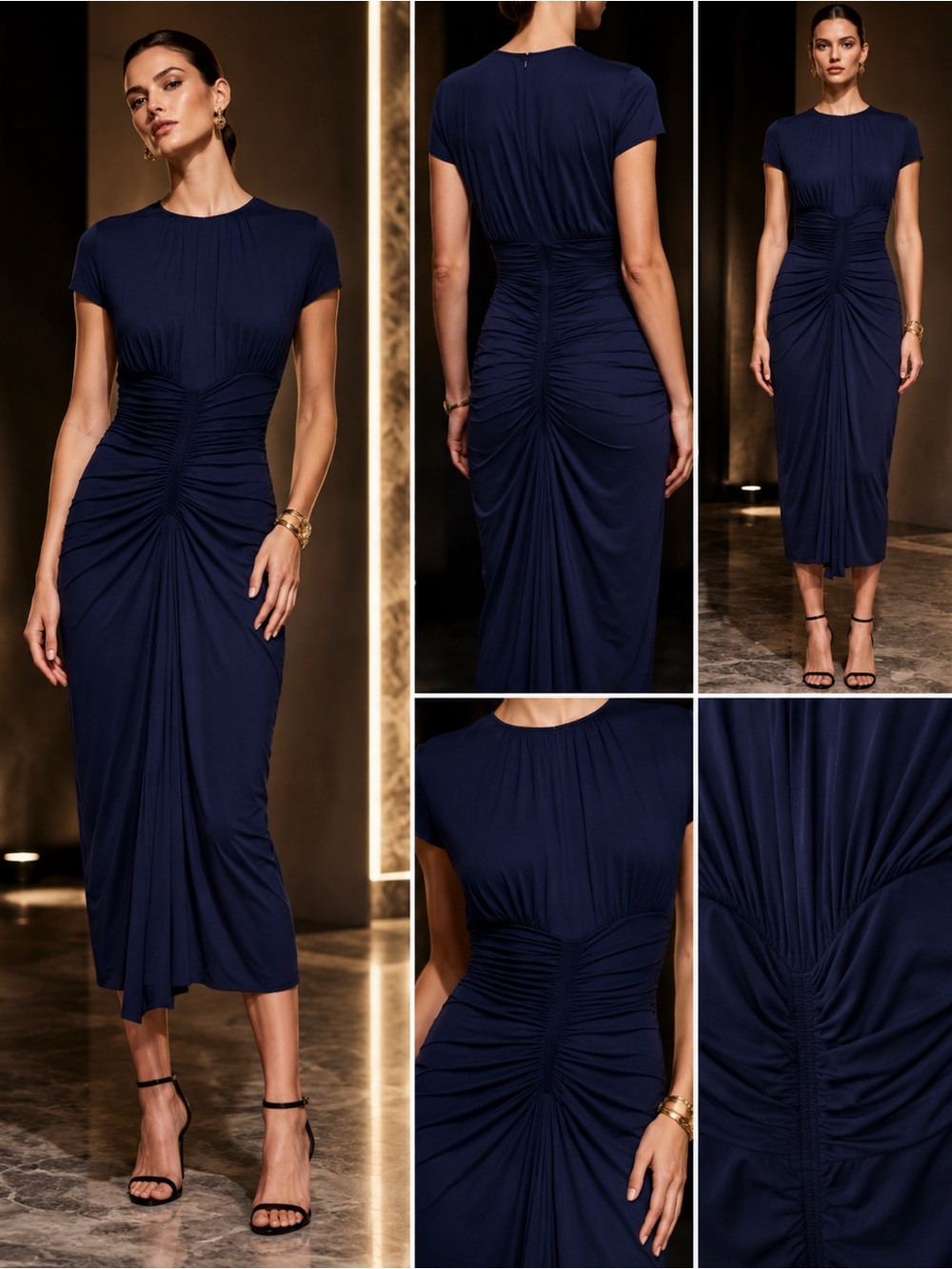 NWT Michael Kors Runway Collection Spring 2014 Indigo Ruched Dress Sz 2 - Picture 4 of 12